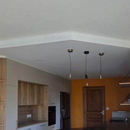 Plafond tendu blanc mat - cuisine - la paquelais