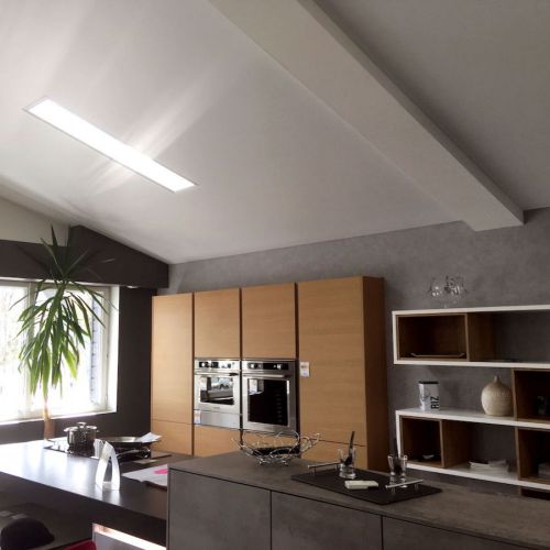 cuisine - plafond tendu blanc mat - dalle led