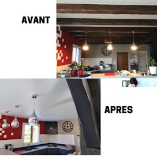 avant / après - plafond tendu - cuisine ouverte