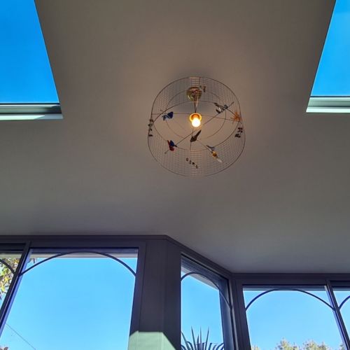 extension - plafond tendu avec tour de puits de lumière et ajout d'une suspension