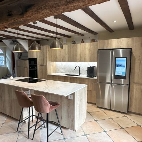 Toiles unies - cuisine - entre poutres