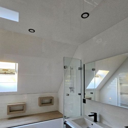 Toiles unies laquées brillantes - salle de bains - avec spots led étanches