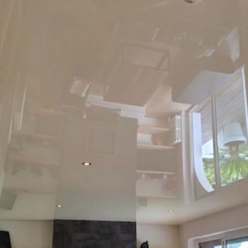 Plafond tendu - ivoire laqué - salon - guérande